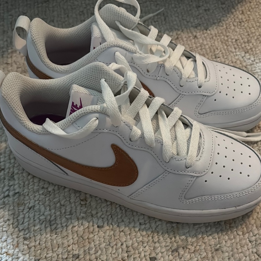 Nike Kids White and Brown Sneakers